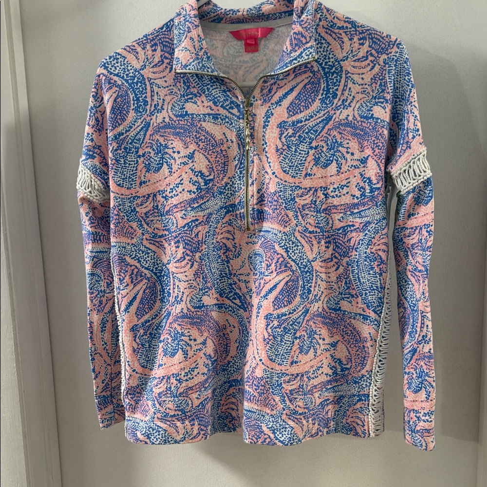 Lilly Pulitzer Pink and Blue Patterned Sweatshirt